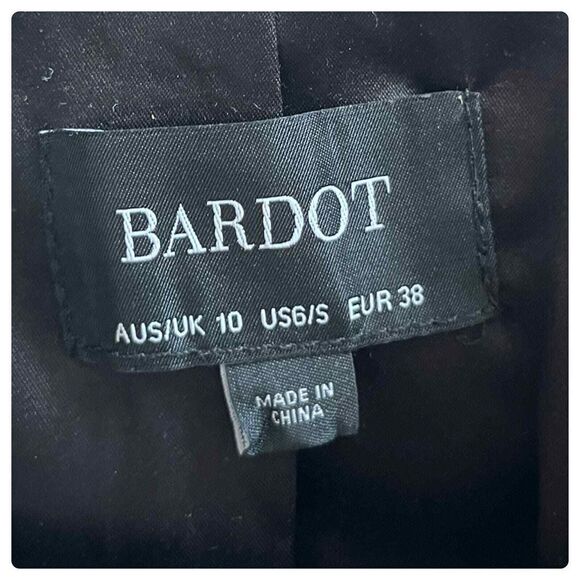 Bardot Gray Monochrome Glenchek Belted Double Breasted Trench Coat Size 6 Medium - Picture 12 of 15